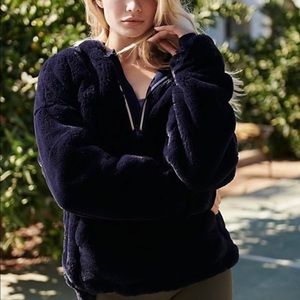 Free people movement navy blue fuzzy hoodie/jacket